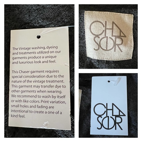 CHASER Lace Long Sleeve Crop Top Size XS NWT Sheer Grey Black Sexy Club Party - Picture 4 of 6